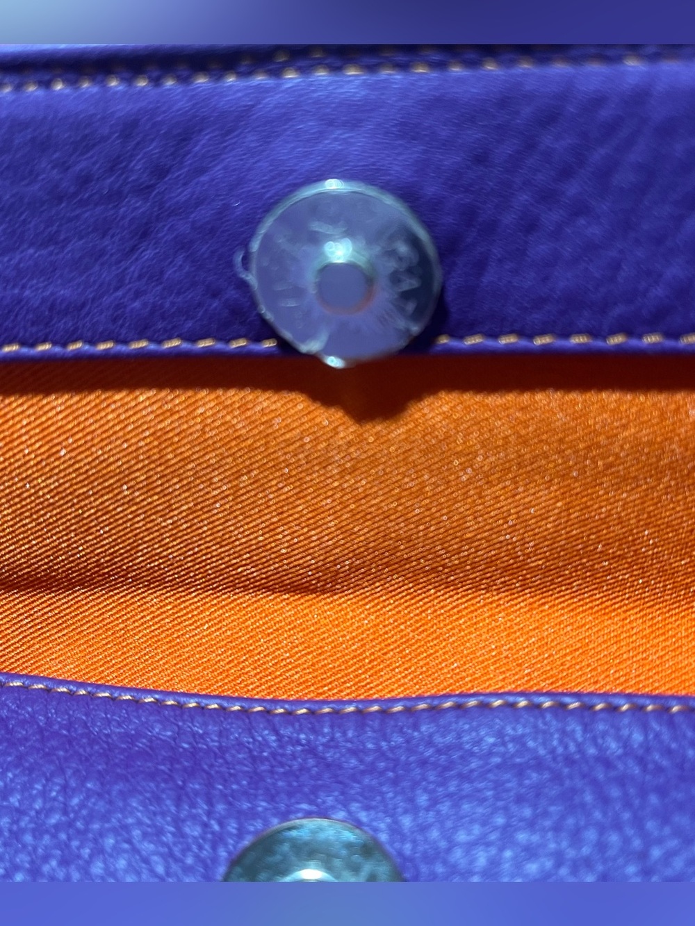 Mywalit Leather Satchel Crossbody NEW Purple w/pink & orange MINT - Picture 5 of 14